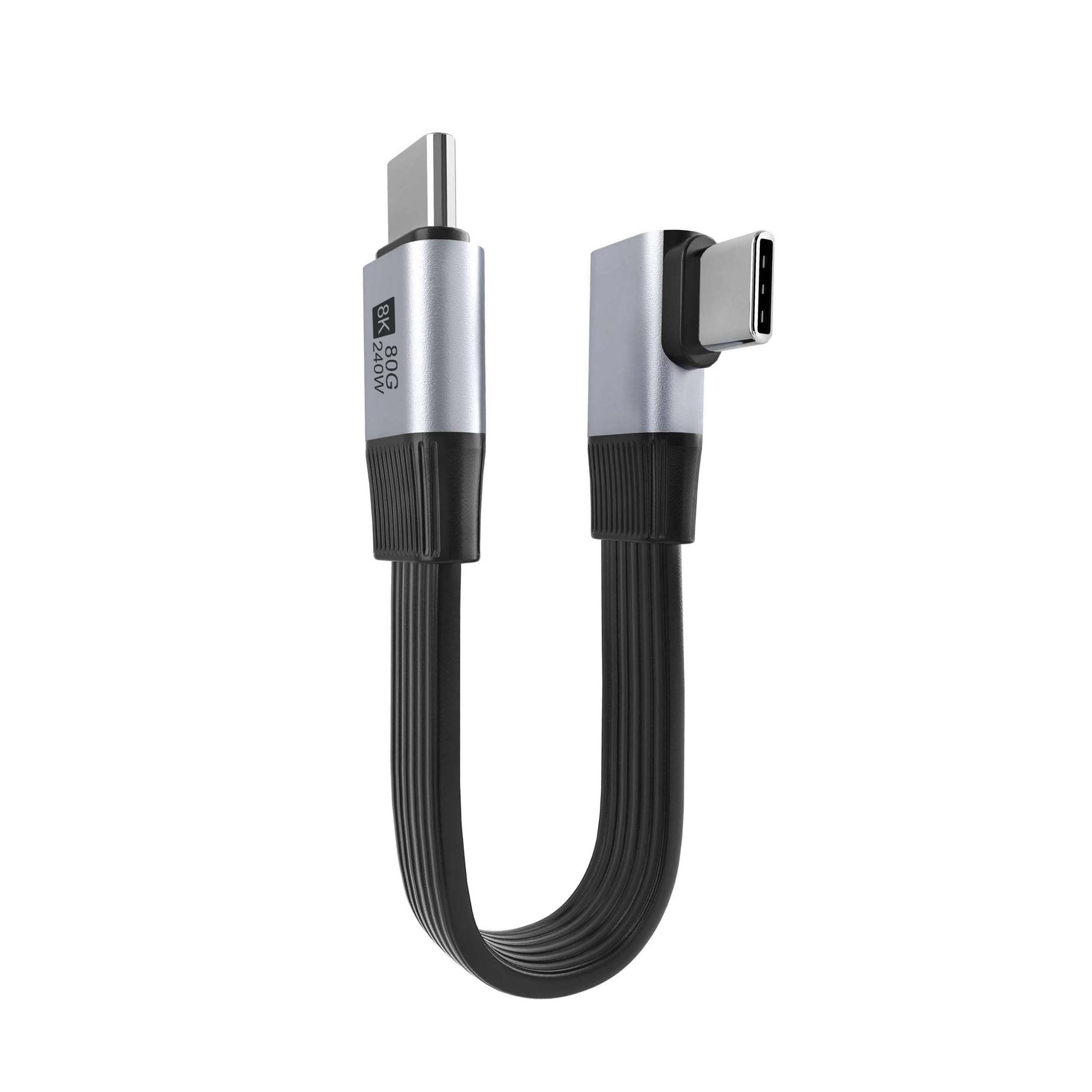 1 USB C USB4 V2.0 Flat 80Gbps Cable 90 Degree angle - Image 1